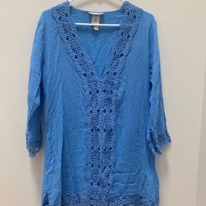 La Blanca V-Neck Lace Tunic Swimsuit Cover Up